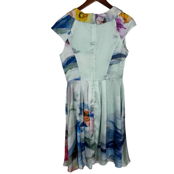 NWT Carmen Marc Valvo Print Floral Cap Sleeve A-Line Cocktail Dress Women's 6 - Picture 2 of 6